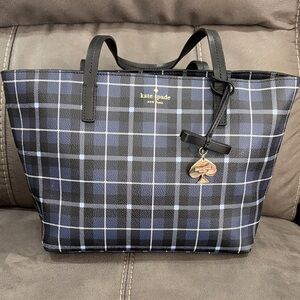 Kate Spade Black and Blue Checkered Handbag